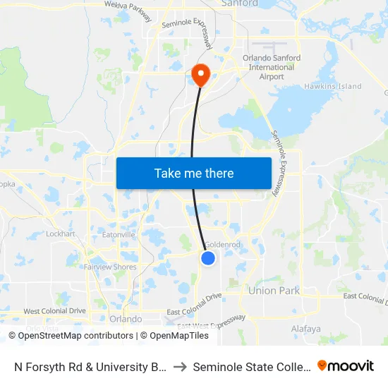 N Forsyth Rd & University Blvd to Seminole State College map