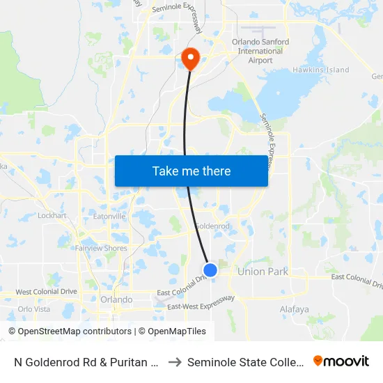 N Goldenrod Rd & Puritan Rd to Seminole State College map