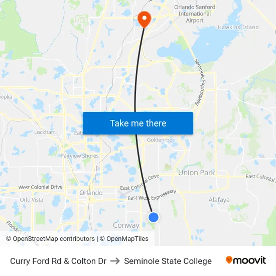 Curry Ford Rd & Colton Dr to Seminole State College map