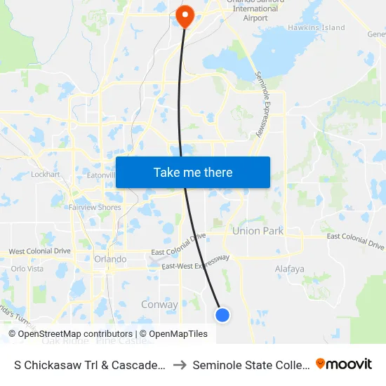 S Chickasaw Trl & Cascade Rd to Seminole State College map