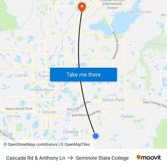 Cascade Rd & Anthony Ln to Seminole State College map