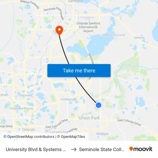 University Blvd & Systems Way to Seminole State College map