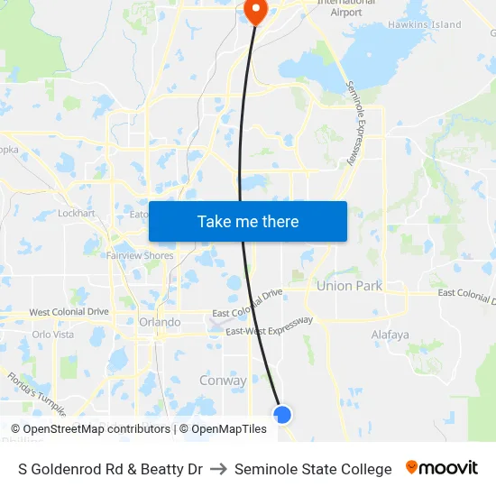 S Goldenrod Rd & Beatty Dr to Seminole State College map