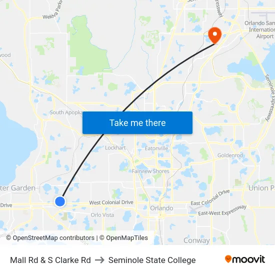 Mall Rd & S Clarke Rd to Seminole State College map
