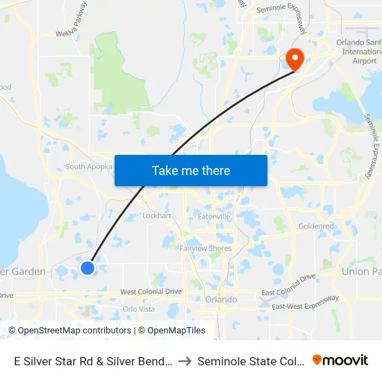 E Silver Star Rd & Silver Bend Blvd to Seminole State College map