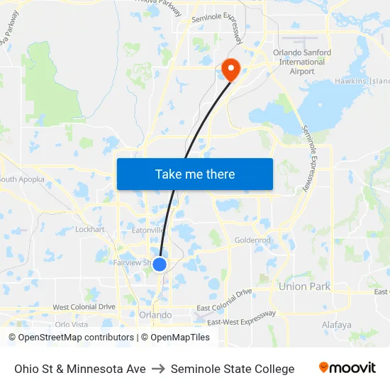 Ohio St & Minnesota Ave to Seminole State College map