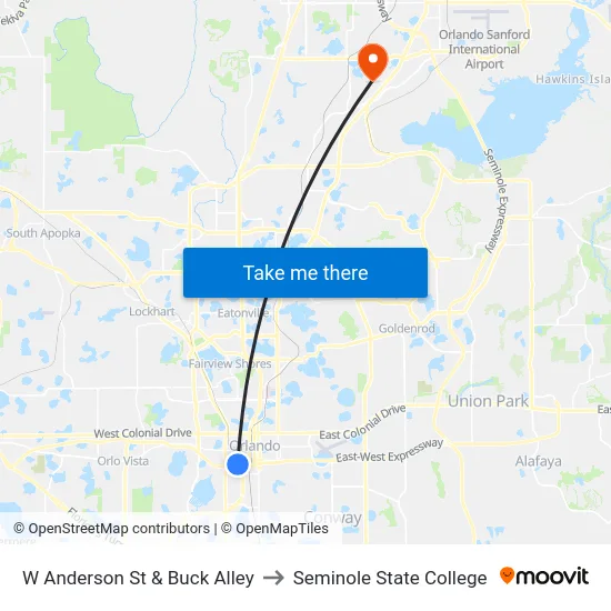 W Anderson St & Buck Alley to Seminole State College map