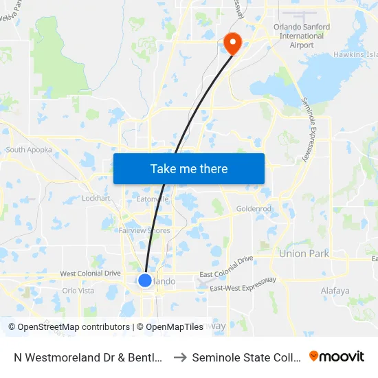 N Westmoreland Dr & Bentley St to Seminole State College map