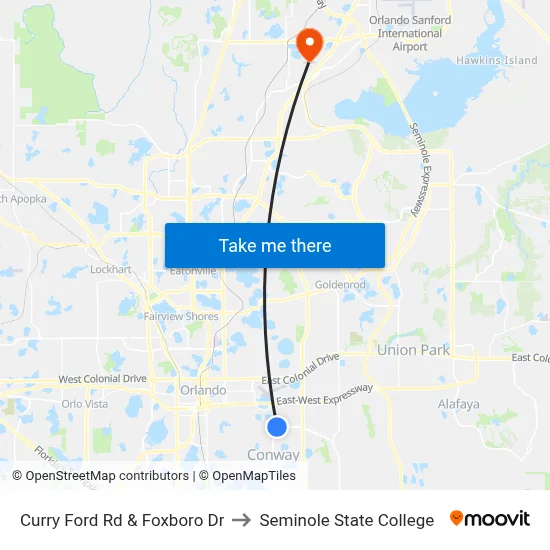 Curry Ford Rd & Foxboro Dr to Seminole State College map