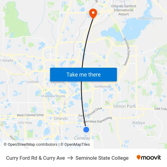 Curry Ford Rd & Curry Ave to Seminole State College map