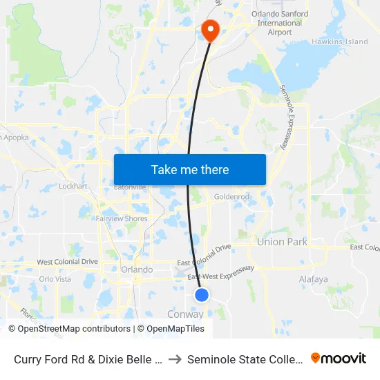 Curry Ford Rd & Dixie Belle Dr to Seminole State College map