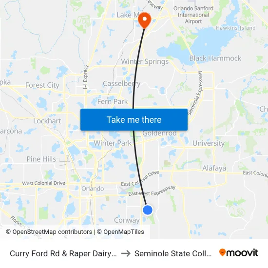 Curry Ford Rd & Raper Dairy Rd to Seminole State College map