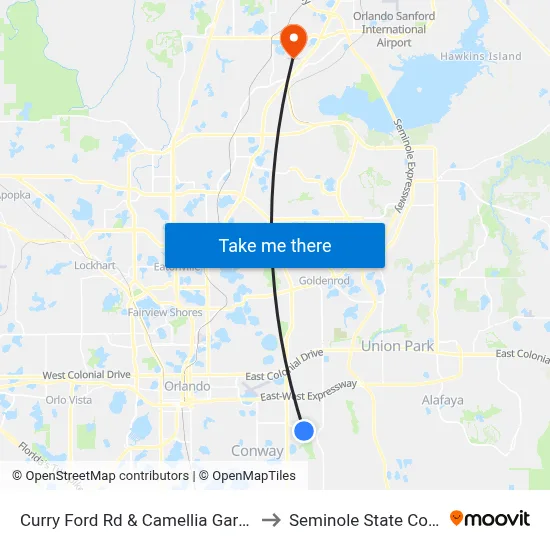 Curry Ford Rd & Camellia Garden Dr to Seminole State College map