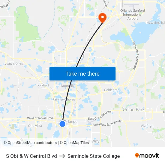 S Orange Blossom Trl & W Central Blvd to Seminole State College map