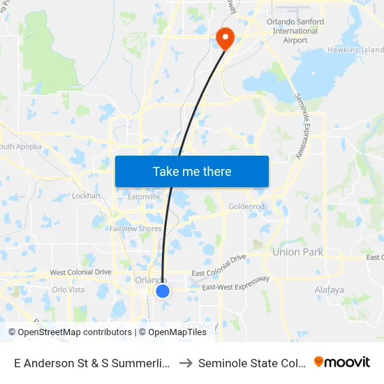 E Anderson St & S Summerlin Ave to Seminole State College map