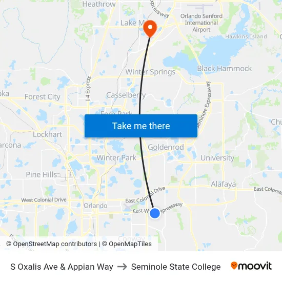 S Oxalis Ave & Appian Way to Seminole State College map