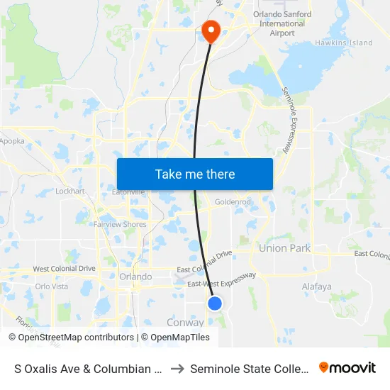 S Oxalis Ave & Columbian Dr to Seminole State College map