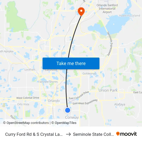 Curry Ford Rd & S Crystal Lake Dr to Seminole State College map