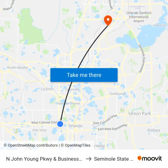 N John Young Pkwy & Business Center Blvd to Seminole State College map