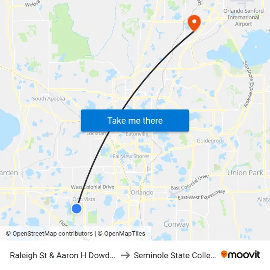 Raleigh St & Aaron H Dowd Ct to Seminole State College map