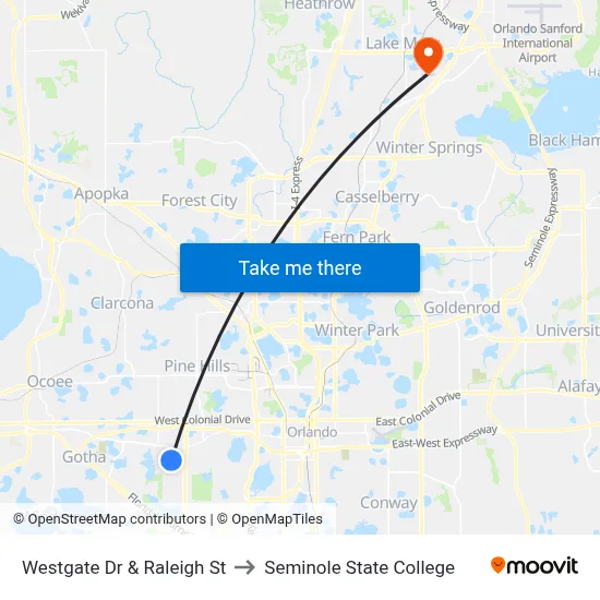 Westgate Dr & Raleigh St to Seminole State College map