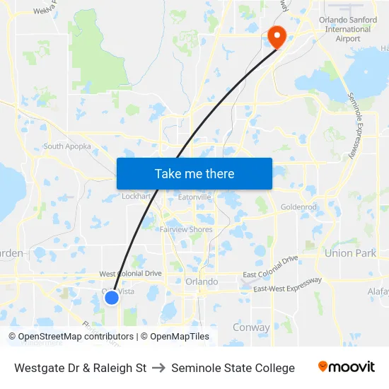 Westgate Dr & Raleigh St to Seminole State College map