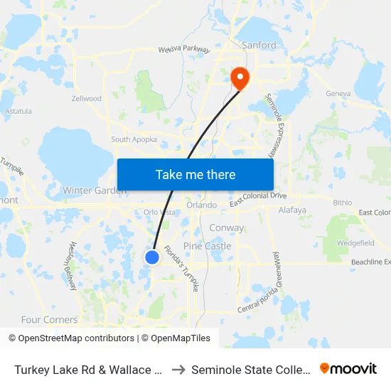 Turkey Lake Rd & Wallace Rd to Seminole State College map