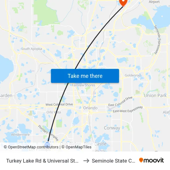 Turkey Lake Rd & Universal Studios Plz to Seminole State College map
