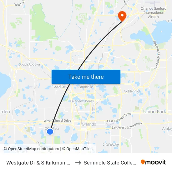 Westgate Dr & S Kirkman Rd to Seminole State College map
