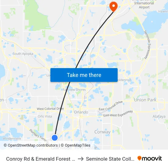 Conroy Rd & Emerald Forest Way to Seminole State College map