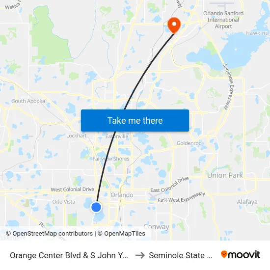 Orange Center Blvd & S John Young Pkwy to Seminole State College map