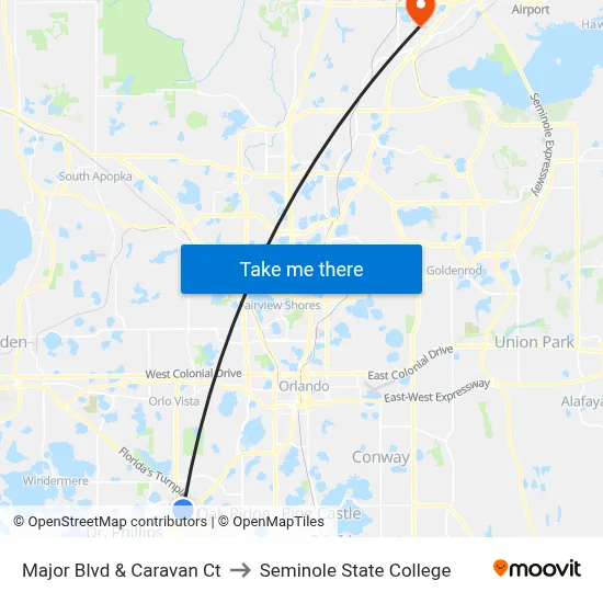 Major Blvd & Caravan Ct to Seminole State College map