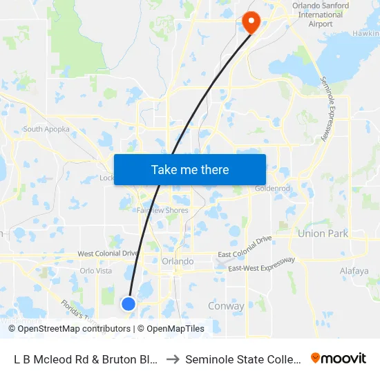 L B Mcleod Rd & Bruton Blvd to Seminole State College map