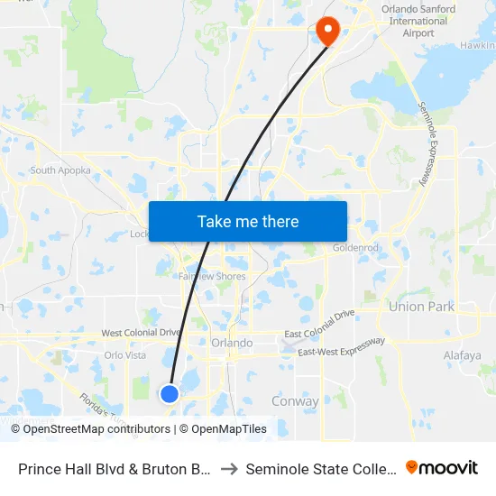 Prince Hall Blvd & Bruton Blvd to Seminole State College map