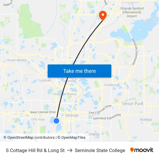 S Cottage Hill Rd & Long St to Seminole State College map