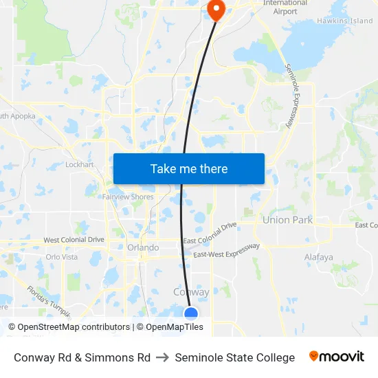 Conway Rd & Simmons Rd to Seminole State College map