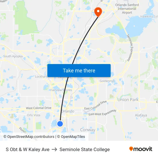 S Orange Blossom Trl & W Kaley Ave to Seminole State College map