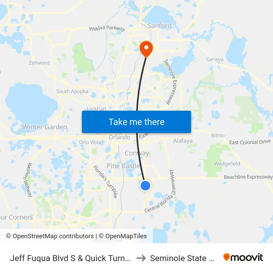 Jeff Fuqua Blvd S & Quick Turnaround Rd to Seminole State College map