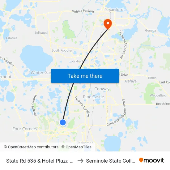 State Rd 535 & Hotel Plaza Blvd to Seminole State College map