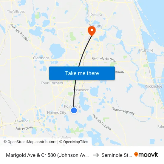 Marigold Ave & Cr 580 (Johnson Ave E/Cypress Pkwy/Marion Cre to Seminole State College map