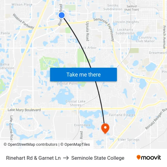 Rinehart Rd & Garnet Ln to Seminole State College map