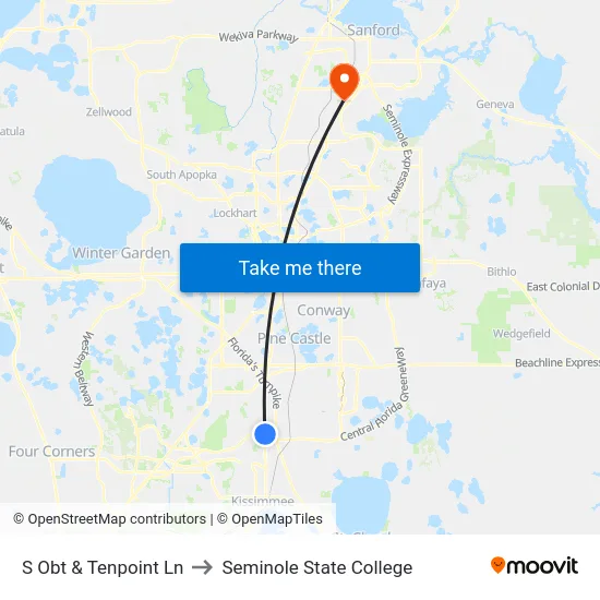 S Orange Blossom Trl & Tenpoint Ln to Seminole State College map