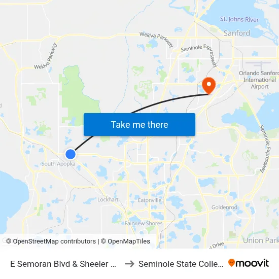 E Semoran Blvd & Sheeler Ave to Seminole State College map
