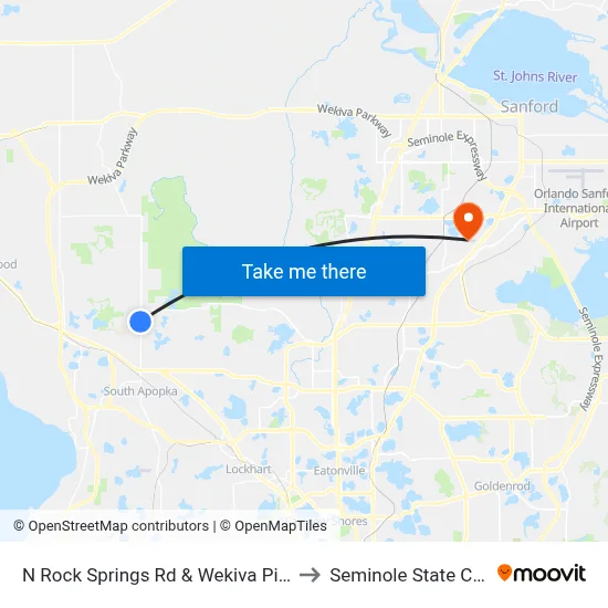 N Rock Springs Rd & Wekiva Pines Blvd to Seminole State College map