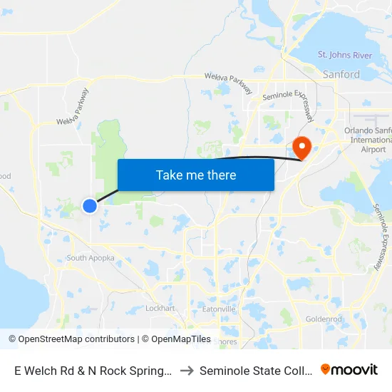 E Welch Rd & N Rock Springs Rd to Seminole State College map