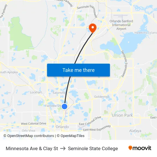 Minnesota Ave & Clay St to Seminole State College map