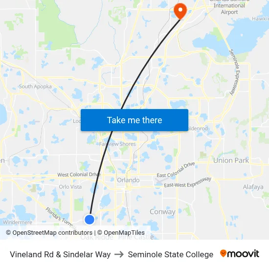 Vineland Rd & Sindelar Way to Seminole State College map