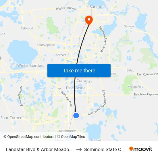 Landstar Blvd & Arbor Meadows Blvd to Seminole State College map