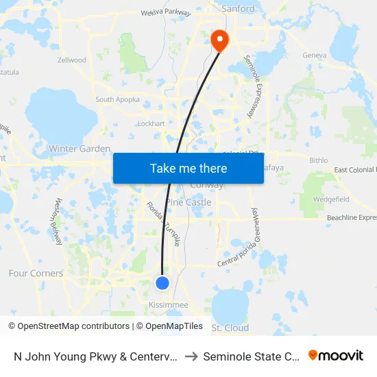 N John Young Pkwy And Centerview Blvd to Seminole State College map