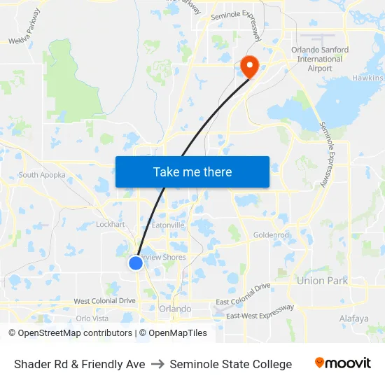 Shader Rd & Friendly Ave to Seminole State College map